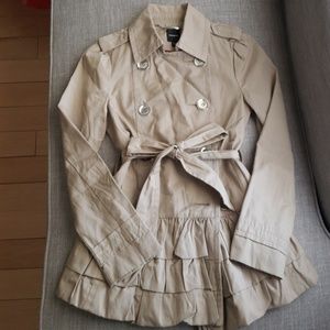 Express khaki skirted trench coat in XXS